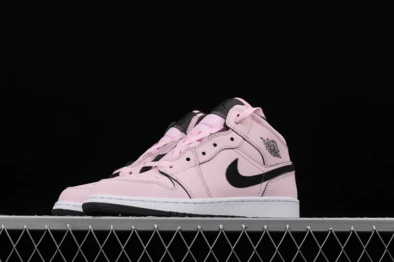 All categories Air Jordan Jordan series basketball shoes Air Jordan 1 Mid Air Jordan 1 Mid GS AJ1 Joe 1 white black pink cherry blossom 555112-601